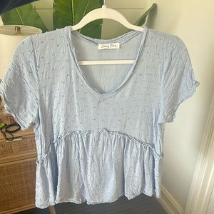 Baby Blue Peplum V neck